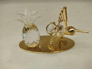 Crystal Delight 24K Gold Plated Pineapple & Hummingbird