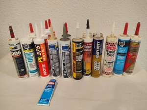 Lot of Silicone, Liquid Nails, Adhesives, Etc
