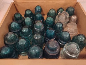 Box of Assorted Glass Insulators