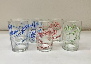 Set of Six Whimsical Libbey Barware Shot Glasses RARE