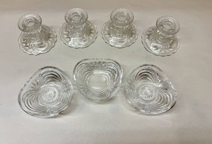 Vintage Clear Glass Candle Holders and Trinket Dish