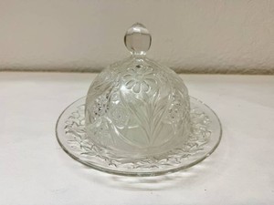 EAPG Cosmos Crystal Butter Dish Dome and Princess House Fantasia Plate