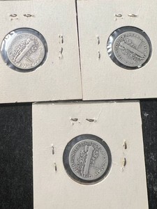 3 US MERCURY DIMES