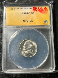 1964-D US JEFFERSON NICKEL ANACS MS66