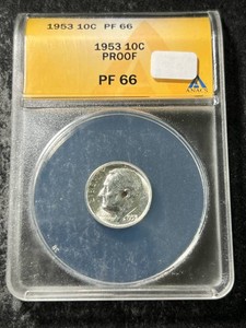 1953 US PROOF ROOSEVELT DIME ANACS PF66