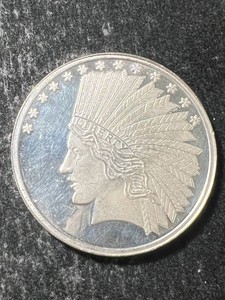 1 TROY OZ .999 FINE SILVER INDIAN ROUND
