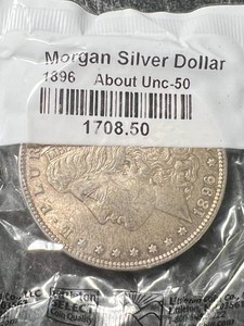 1896 US MORGAN SILVER DOLLAR AU50