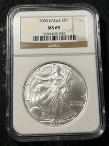 2005 AMERICAN SILVER EAGLE NGC MS69