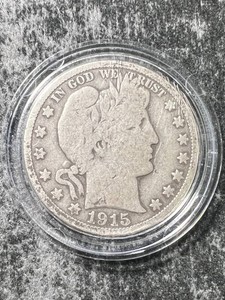 1915-D US BARBER HALF DOLLAR IN AIRTITE