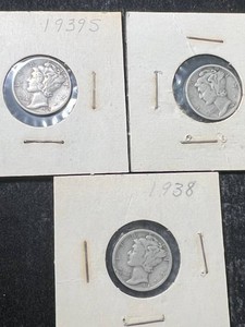 3 US MERCURY DIMES
