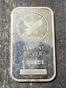 1 TROY OZ .999 FINE SILVER SUNSHINE MINTING BAR