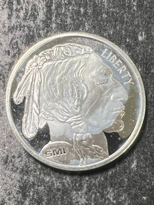 1 TROY OZ .999 FINE SILVER BUFFALO INDIAN ROUND