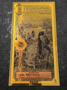 OKLAHOMA GOLDBACK 1500TH TROY OZ 24K GOLD