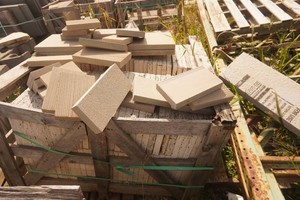 Pallet of Large Travertine Square Tiles & Caps