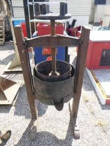 Vintage Cast Iron and Wood FruitLard Press
