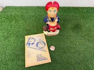 MayPort Patriots Coin Bank, Wrestling Program & Porland Pirates Button