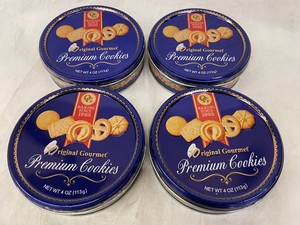 L - Original Gourmet Premium Cookies 4oz Tins (Lot of 4)