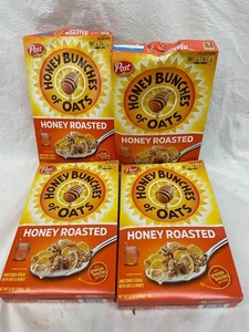 R - Post Honey Bunches of Oats Honey Roasted 12 Oz (Lot of 4) (damaged boxes)