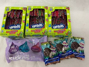 S - Nerds Candy Canes, Hersheys Kisses & Russell Stover Eggs Mixed Lot