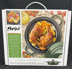 Brand New Parini 8 inch cast-iron grill pan with lid