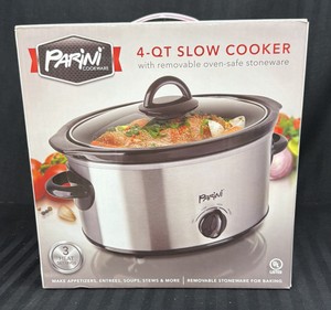 Brand New Parini cookware 4 quart slow cooker with removable oven safe stoneware