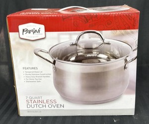 Brand New Parnin cookware 7 quart stainless Dutch oven with glass lid