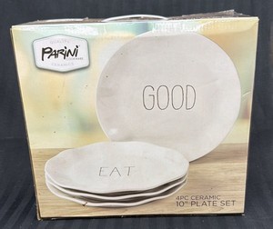 Brand New Parini cookware ceramics four piece ceramic 10 inch plate set