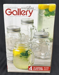 Brand New Everyday Gallery, four piece 16 ounce glass mug set