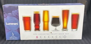 Brand New Luminarc Six piece assorted craft beer set glass set