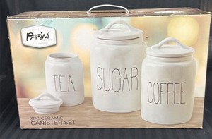 Brand New Paini cookware, three-piece, ceramic canister set