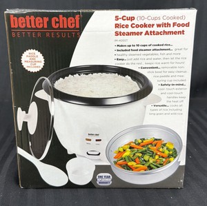 Brand New Better Chef 5 cup rice cooker with food steamer attachment