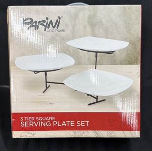 Brand New Parini cookware three tier square serving plate set