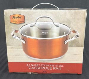 Brand New Parini cookware timeless collection 3.5 quart stainless steel casserole pan with lid