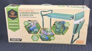 Brand New Torelli dual function garden bench and kneeler with removable tool pouch 250 pound cap capacity