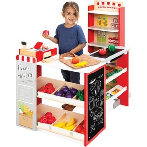 Brand New Kids Pretend Play Grocery Store Supermarket Toy Set w Accessories - Red