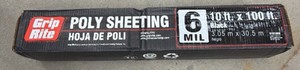 Brand New grip right poly sheeting 10 x 100 black six mil