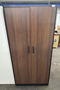 Brand New Metal Cabinet stands 72 inches tall 36 inches wide 18 inches deep with shelves wood grain colorblack