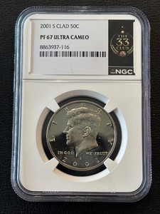 2001-S Kennedy Half Dollar Proof NGC PF67 Ultra Cameo