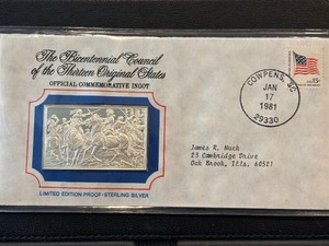 Sterling Silver Bar of The Bicentennial Council of the Thirteen States (66 Grams-2.3 Ounces)