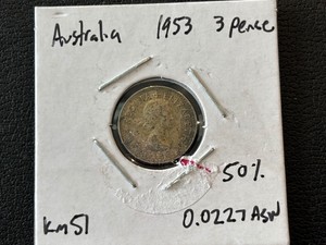 1953 Australia Silver 3 Pence