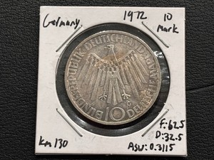 1972-G Germany Silver 10 Mark
