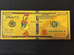 24K Gold Foil $100 Dollar Note Daisy Duck