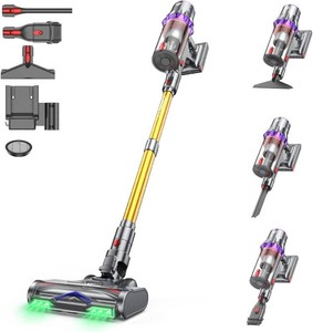 $140 Coovy SU7 Ultra Cordless Vacuum Cleaner 55KPa650W 80Mins Runtime, Gold