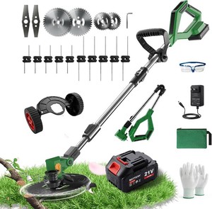 Cordless String Trimmer, 21V Electric Weed Wacker with Wheels