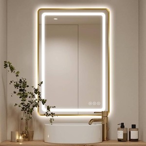 $230 24X36 Gold LED Bathroom Mirror with Lights, Backlit & Front Lit
