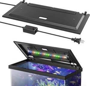 LED Aquarium Hood, Colored Lights, Fits 24 Framed Aquariums, Black