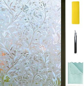 Niviy Door Window Covering Excellent Quality 3D Static Cling Window Film Non-Adhesive Window Covers Decorative Flower Privacy Film for Window 29.5x 78.7
