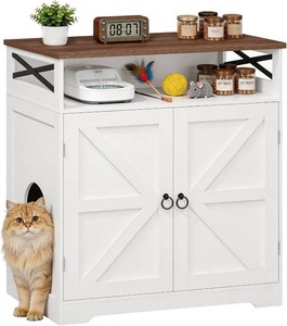MAHANCRIS Litter Box Enclosure, Tall Cat Litter Box Furniture with Storage
