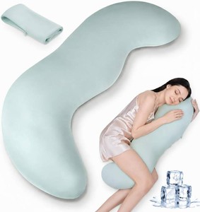 Body Pillow for Adults, Cooling Full Body Pillow for Side Sleepers, Long Bed Pillow with Replacement Pillowcase, Memory Foam Pea Pod Shape Long Pillow for Pregnancy Sleeping Full Body Support