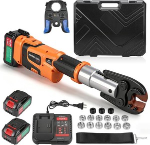 $466 Multifunction Electric Hydraulic Crimping Cordless Press Tool 18.5V 60kN Copper Pipe Cable Crimper & Cutter Plumbing with 15 Dies 12 34 1 38 1, 2 5 AH Battery Toolbox 3 in 1 Pro Press Tools